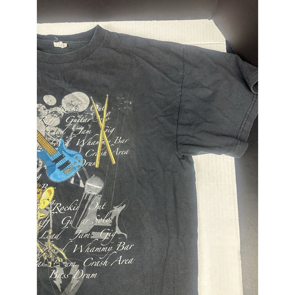 Mens Tee T Shirt Black‎ Large Rockin' Out ELECTRIC Turquoise GUITAR JAM* - Picture 3 of 7